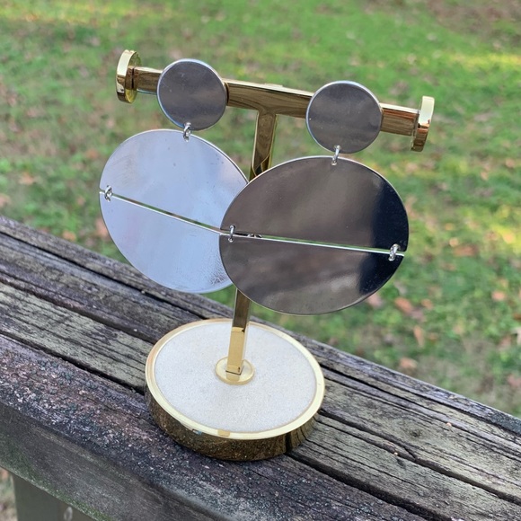 Chrome Circle Plate Earrings - Picture 5 of 5